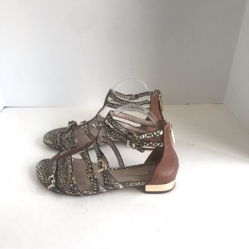 Louise Et Cie Tan Leather Snakeskin ANJA Open Toe Gladiator Sandals EU 38 - Picture 11 of 12
